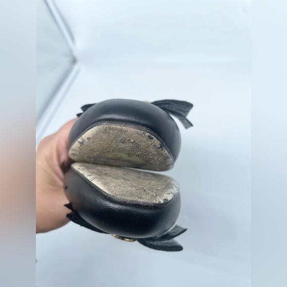 Gucci Black Leather Snake skin bow embellished GG Ballerina flats EU 38.5 - Picture 7 of 13